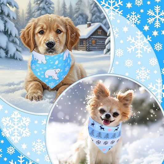 Abbylike 100 Pcs Winter Dog Bandanas Bulk Snowflake Bandanas for Dogs Triangle Kerchief Bibs Scarf Set for Pet Xmas Costume Photo Props Accessories Pet Shops Groomer, 25 Styles (19.7 x 13.8 x 13.8)