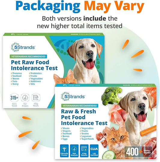 5Strands Pet Raw Food Intolerance Test, at Home Sensitivity Test for Dogs & Cats, 410 Items, Gently Cooked & Fresh Pet Food, Accurate for All Ages & Breeds, Pet Gut Health, Fast 4 Day Results