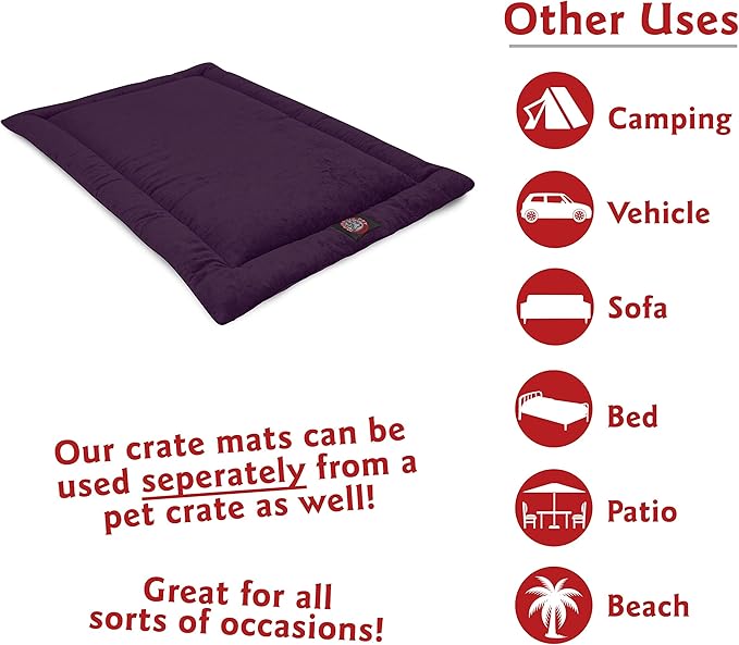 Majestic Pet Orthopedic Memory Foam Dog Crate Mat - Plush Pet Bed Pad for Crates & Kennels | USA Crafted | 48"x30" Villa Aubergine