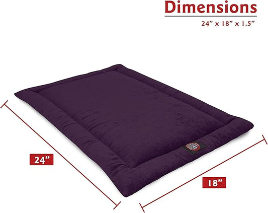 Majestic Pet Orthopedic Memory Foam Dog Crate Mat - Plush Pet Bed Pad for Crates & Kennels | USA Crafted | 24"x18" Villa Aubergine
