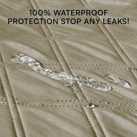 Luciphia 100% Waterproof Couch Cover Blanket for Dogs Anti-Slip Pet Couch Protector Sofa Mat Puppy Cat Blanket with Non-Slip Bottom, Taupe White, 52x82 Inch