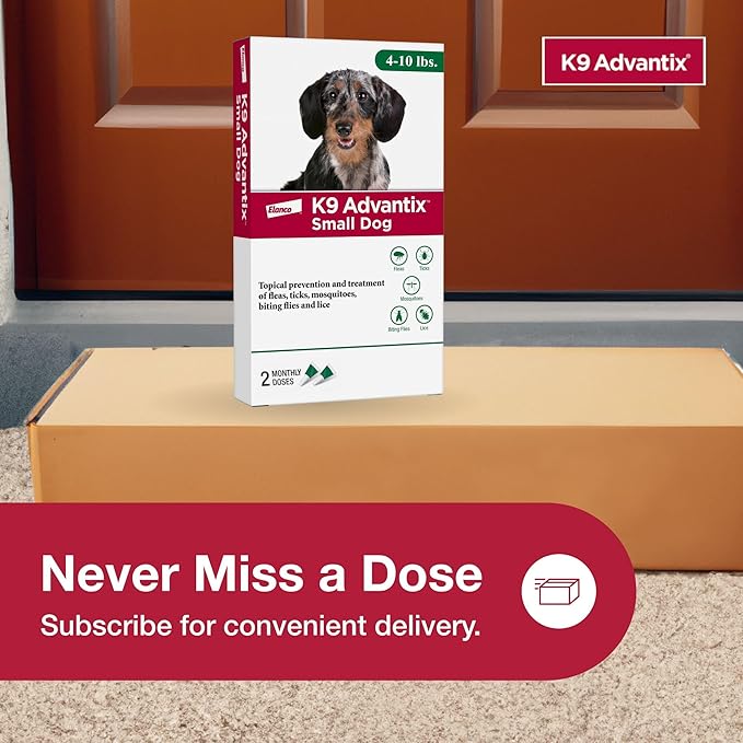 K9 Advantix Flea, Tick & Mosquito Prevention for Dogs 4-10 lbs. | Flea Drops for Small Dogs | Apply Monthly | 2 Treatments (Pack of 2)