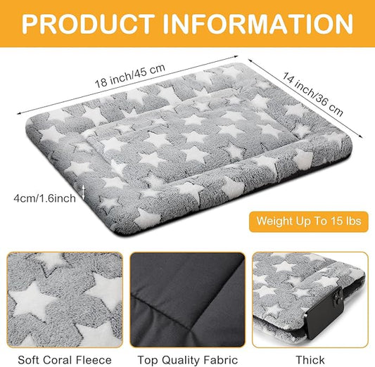 VitalCozy 4 Pcs Winter Dog Crate Pads, Ultra Soft Warm Washable Dog Cat Bed Mat for Pet Crate Comfortable Replaceable Reversible Kennel Pad for Small, Medium, Large Dogs(18 x 14 x 1.6 Inch,Gray)