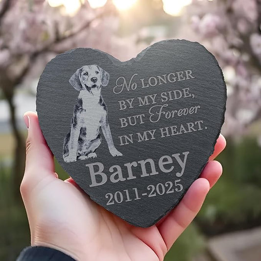 Pet Memorial Stone, Dog Memorial Stone, Dog Memorial Gifts for Loss of Dog, Pet Memorial Gifts, Loss of Pet Sympathy Gift, in Loving Memory Pet - No Longer by My Side - Heart Shaped