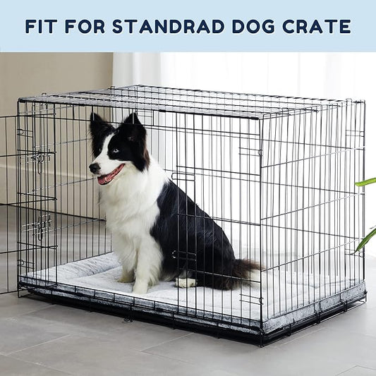 WESTERN HOME Dog Bed for Crate, High Resilience Foam Dog Crate Mat Kennel Pad with Soft Wavy Plush Comfortable Anti-Slip Washable Bed for Large Medium Small Dogs & Cats