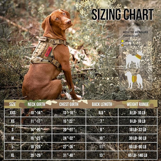 Tactical Dog Harness Vest with Handle, Military Dog Harness for Large Medium Dogs,No-Pull Service Dog Vest with Hook & Loop Panels,Adjustable Dog Vest Harness for Walking Hiking Training(Camo)