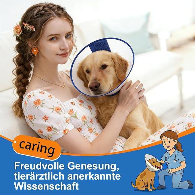 Soft Dog Cone Collar for Dogs to Stop Licking,Breathable Pet Recovery Collar with Enhanced Support Design, Adjustable Dog Cone Collar for Large & Medium Dogs (Blue, S(Depth:5.7 Neck:10.24-11.81“))