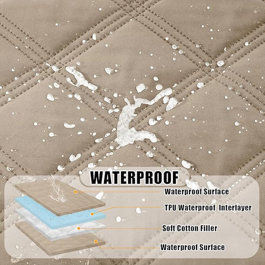Smiry Waterproof Dog Bed Cover Blanket 68x82, Soft Reversible Pet Blanket, Washable Leakproof Cats Dogs Couch Cover for Sofa, Couch, Furniture, Lattice, Taupe/Taupe