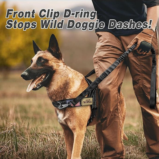Forestpaw No Pull Dog Harness with Large Handle,Slip on Reflective Vest with Quick Release Buckle,Comfortable Flannel Lining for Medium Large Dogs Walking Training (Includes 3 Patches),Black XL