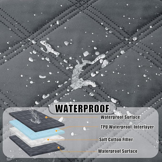 Smiry Waterproof Dog Bed Cover Blanket 40x80, Soft Reversible Pet Blanket, Washable Leakproof Cats Dogs Couch Cover for Sofa, Couch, Furniture, Lattice, Dark Grey/Dark Grey