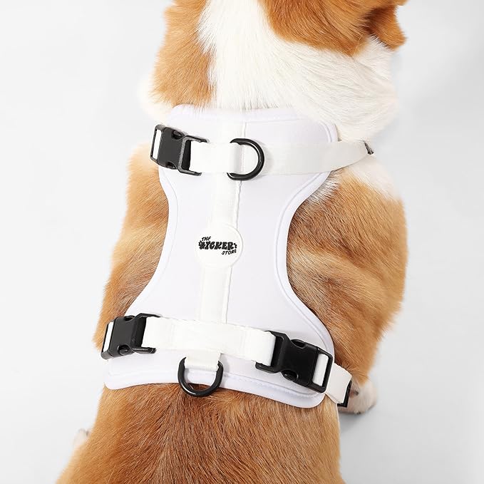 HNS1002F Arlo Medium Adjustable Soft Padded No Pull Pet Harness with 3 Buckles and 3 Leash Clips, Seltzer