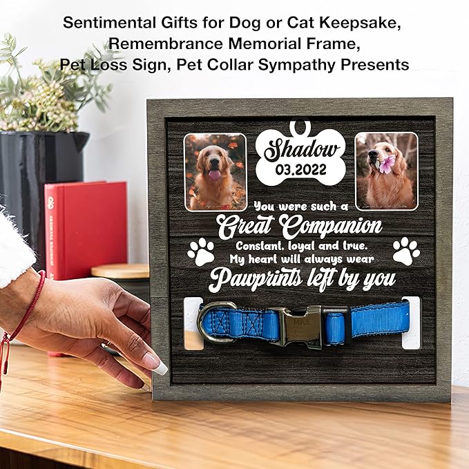 Customized Pet Memorial Picture Frame Dog Picture Loss Gift for Cat Love Personalized Memorial Pet Loss Sign Natural Wood New Puppy Best Dog Ever Gifts In Memory