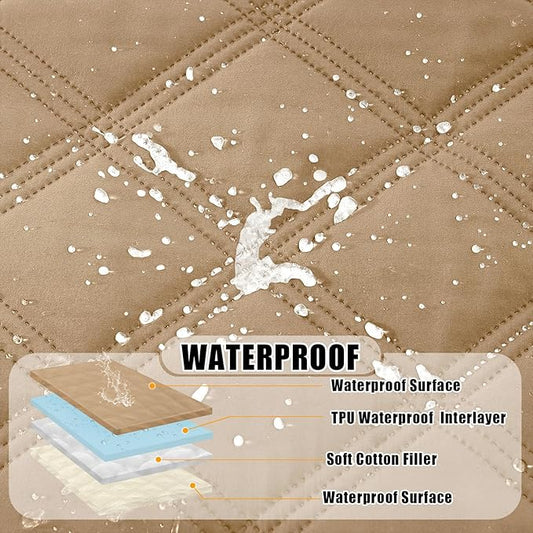 Smiry Waterproof Dog Bed Cover Blanket 82x120, Soft Reversible Pet Blanket, Washable Leakproof Cats Dogs Couch Cover for Sofa, Couch, Furniture, Lattice, Camel/Beige