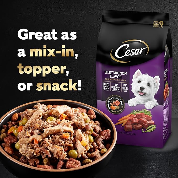 Cesar Simply Crafted Adult Wet Dog Food Meal Toppers, Beef, Chicken, Purple Potatoes, Peas & Carrots, 1.3 oz., 10 Count (Pack of 1)