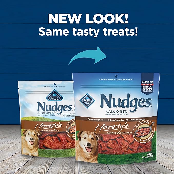 Blue Buffalo Nudges Homestyle Natural Dog Treats Chicken and Bacon Bag