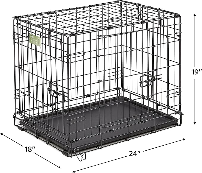 MidWest Homes for Pets Double Door iCrate Starter Kit, 24-inch Dog Crate Bundle for Small Breeds, Includes Cage, Pet Bed, 2 Bowls and Privacy Cover