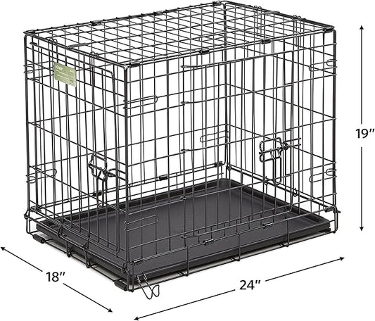 MidWest Homes for Pets Double Door iCrate Starter Kit, 24-inch Dog Crate Bundle for Small Breeds, Includes Cage, Pet Bed, 2 Bowls and Privacy Cover