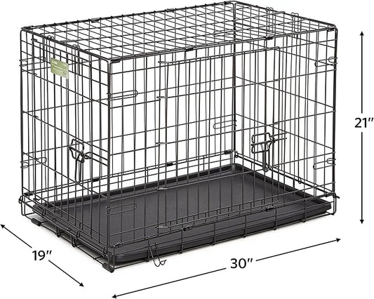 Midwest Homes for Pets 1530DD-KIT 2 Door iCrate Pet Bed, Cover & 2 Bowls, 30" Kit/Medium Dog Breed