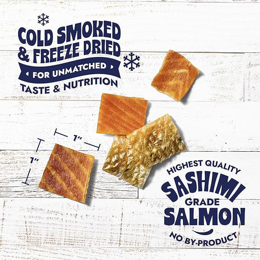 Finfare Freeze Dried Dog Treats, Salmon Skin Bites, Protein & Omega-3s, Grain Free Salmon Dog Training Treats, Crafted in USA, 2oz
