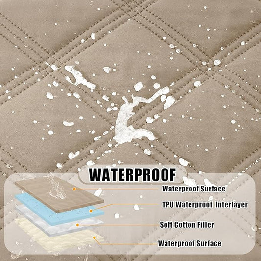 Smiry Waterproof Dog Bed Cover Blanket 68x82, Soft Reversible Pet Blanket, Washable Leakproof Cats Dogs Couch Cover for Sofa, Couch, Furniture, Lattice, Taupe/Beige