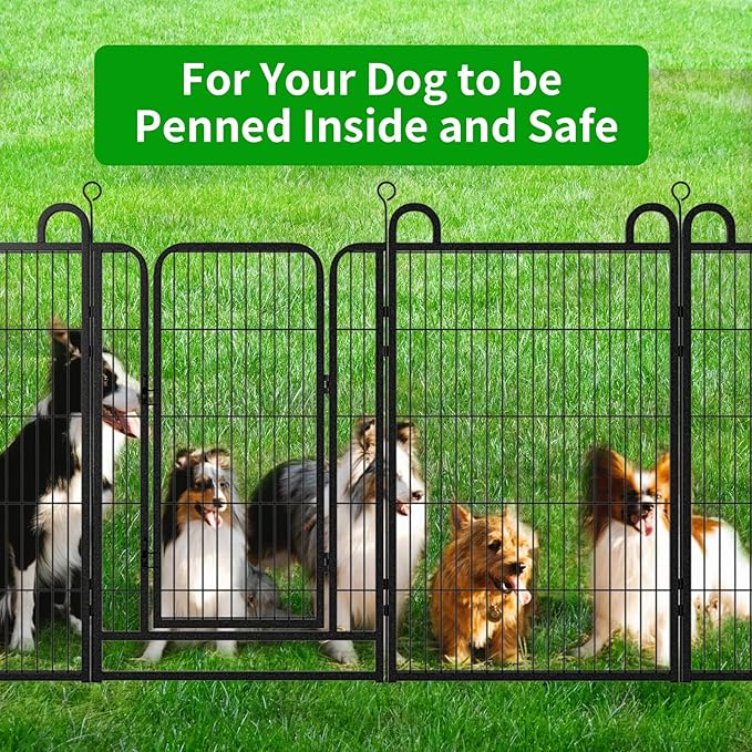 Dog Playpen Outdoor 32 Piece Panels Heavy Duty Dog Fence 40" Height Anti-Rust with Doors Portable for RV Camping Yard, Total 71FT, 406 Sq.ft, Snowy Black