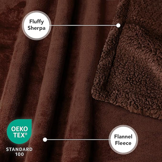 PetAmi Dog Blanket for Medium Large Dogs, Pet Bed Blanket Cat Puppy Kitten, Fleece Furniture Couch Cover Protector Sofa Car, Soft Sherpa Dog Throw Plush Reversible Washable, 40x60 Solid Brown