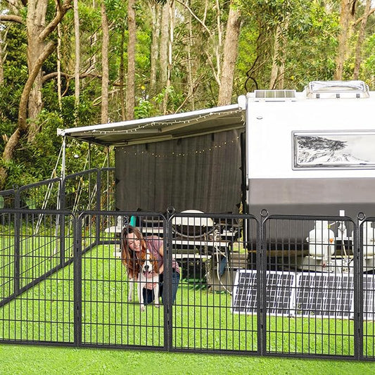Dog Playpen Outdoor, 40" Height 28 Panels Pet Fence with Low Threshold Full Gate, Large Dog Fence Outdoor for Yard, Heavy Duty Pet Playpen Metal Play Pen Fence for RV Camping