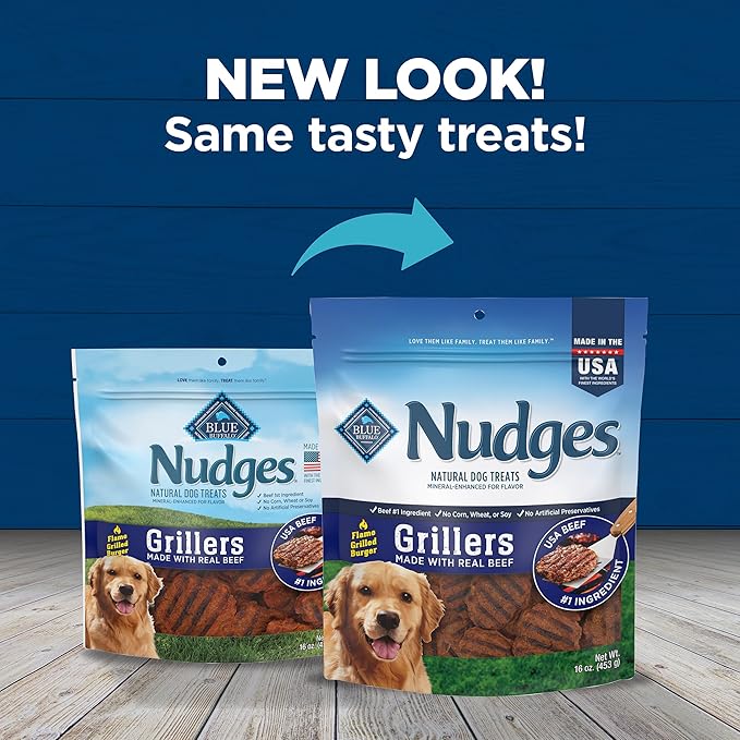 Blue Buffalo Nudges Grillers Natural Dog Treats, Beef, 16oz
