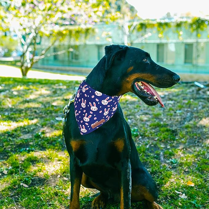 Realeaf Easter Dog Bandanas 2 Pack, Triangle Reversible Pet Scarf for Boy and Girl, Premium Durable Fabric, Holiday Bandana for Medium and Large Dogs (Large)