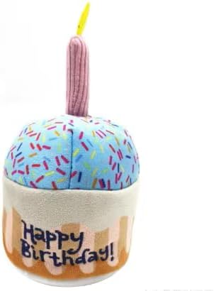 Paw-FECT Piece Birthday Cupcake Dog Toy - Plushy Squeaky Bite Resistant Birthday Gift for Small/Medium/Large Breeds, Unique for Your Dog's Special Day
