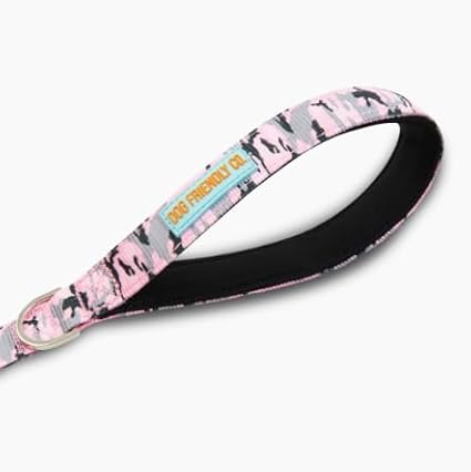 DF Co. Close Control Short Trainer Dog Leash | Strain Free & Shock Resistant, Durable Material, 65cm in Length, Heavy Duty Clips & D-Ring (Pink Camo, Regular)