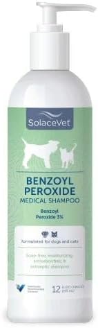 SolaceVet Benzoyl Peroxide Medical Shampoo 12 oz – Vet Recommended Degreasing & Anti-Itch Wash for Dogs & Cats