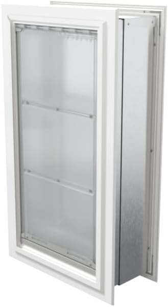 Endura Flap Pet Door for Walls in White | Energy-Efficient Double Flap Design for Wall Installations | All-Weather Protection with All-Metal Telescoping Tunnel | White, XL, Double Flap