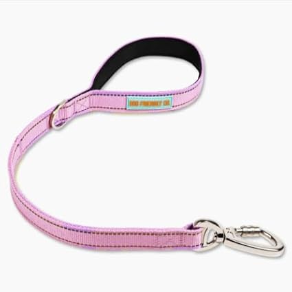 DF Co. Close Control Short Trainer Dog Leash | Strain Free & Shock Resistant, Durable Material, 65cm in Length, Heavy Duty Clips & D-Ring (Pink, Small)