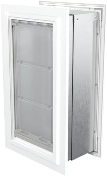 Endura Flap Pet Door for Walls in White | Energy-Efficient Single Flap Design for Wall Installations | All-Weather Protection with All-Metal Telescoping Tunnel | White, Medium, Single Flap