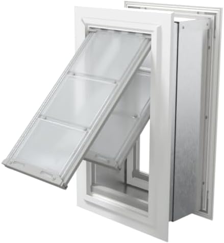 Endura Flap Pet Door for Walls in White | Energy-Efficient Double Flap Design for Wall Installations | All-Weather Protection with All-Metal Telescoping Tunnel | White, Medium, Double Flap