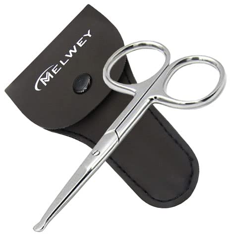 Rounded Stainless Steel Small Hair Scissors – Rounded Tip Scissors for Nose Hair, Mustache, Beard, Eyebrows, Eyelashes, and Baby Nails.