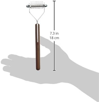 Mars Coat King Blunt Dematting Undercoat Grooming Rake Stripper Tool for Dogs and Cats, Stainless Steel with Wooden Handle, Made in Germany, 12-Blade