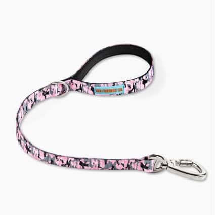 DF Co. Close Control Short Trainer Dog Leash | Strain Free & Shock Resistant, Durable Material, 65cm in Length, Heavy Duty Clips & D-Ring (Pink Camo, Regular)