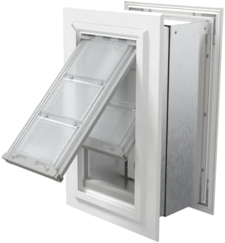Endura Flap Pet Door for Walls in White | Energy-Efficient Double Flap Design for Wall Installations | All-Weather Protection with All-Metal Telescoping Tunnel | White, Small, Double Flap