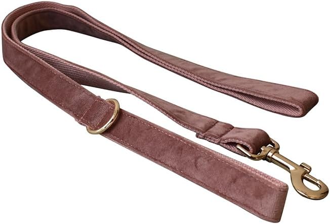 Love Dream Velvet Dog Collar and Leash Set, Soft & Comfy Adjustable Dog Leash and Collar with Heavy Duty Metal Buckle for Small Medium Large Dogs Training & Walking (Large, Dark Pink)