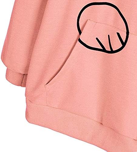Women Girl Hoodies Cute Cat Ear Novelty Printed Pullover Sweatshirt