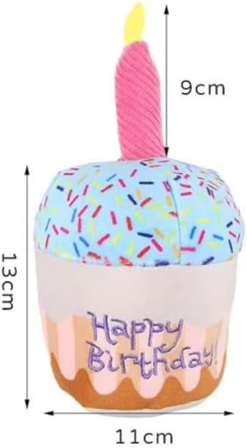 Paw-FECT Piece Birthday Cupcake Dog Toy - Plushy Squeaky Bite Resistant Birthday Gift for Small/Medium/Large Breeds, Unique for Your Dog's Special Day