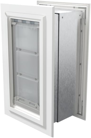 Endura Flap Pet Door for Walls in White | Energy-Efficient Double Flap Design for Wall Installations | All-Weather Protection with All-Metal Telescoping Tunnel | White, Small, Double Flap