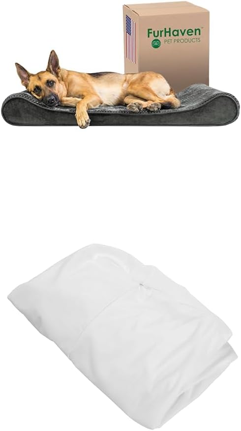 Furhaven dog bed Luxe Lounger Gray, Jumbo/XL W/same size waterproof liner