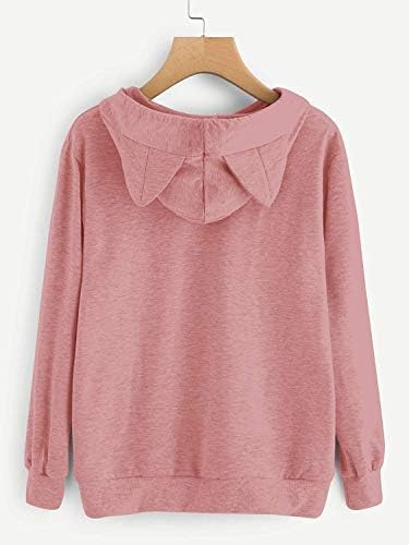 Women Girl Hoodies Cute Cat Ear Novelty Printed Pullover Sweatshirt