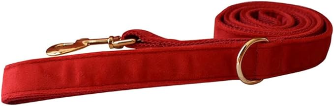 Love Dream Velvet Dog Collar and Leash Set, Soft & Comfy Adjustable Dog Leash and Collar with Heavy Duty Metal Buckle for Small Medium Large Dogs Training & Walking (Small, Red)