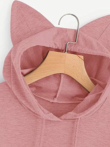 Women Girl Hoodies Cute Cat Ear Novelty Printed Pullover Sweatshirt