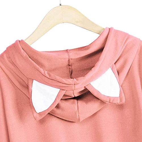 Women Girl Hoodies Cute Cat Ear Novelty Printed Pullover Sweatshirt