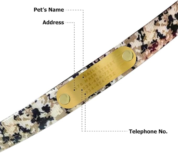 Regal Dog Products Medium Camo Hunting Dog Collar with Custom Engraved Name Plate and Heavy Duty Black Hardware Center Ring | Waterproof Personalized Dog Collars | Other Sizes for Small & Large & Dogs